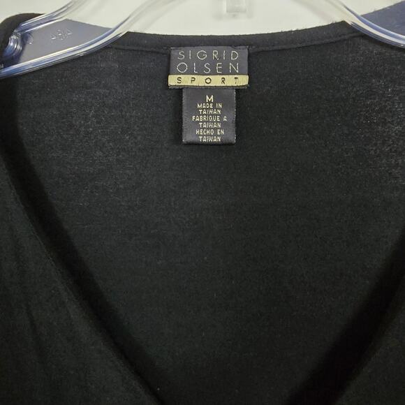 Sigrid Olsen Sport Women's Black Open Cardigan Dark Academia Witchy Classic M - Picture 4 of 13